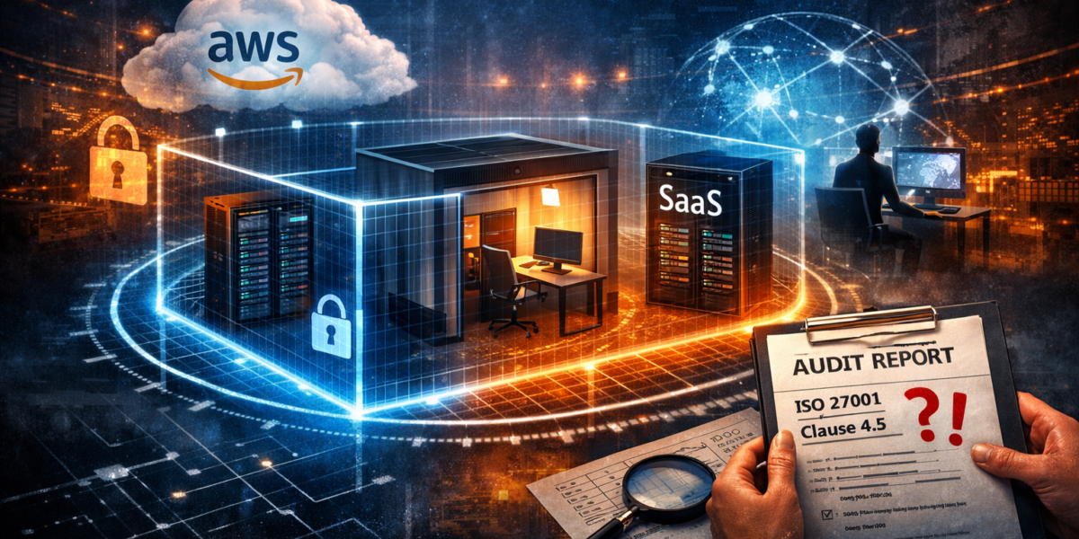 Diagram showing ISMS scope boundary gaps where cloud and SaaS data flows cross undocumented perimeters